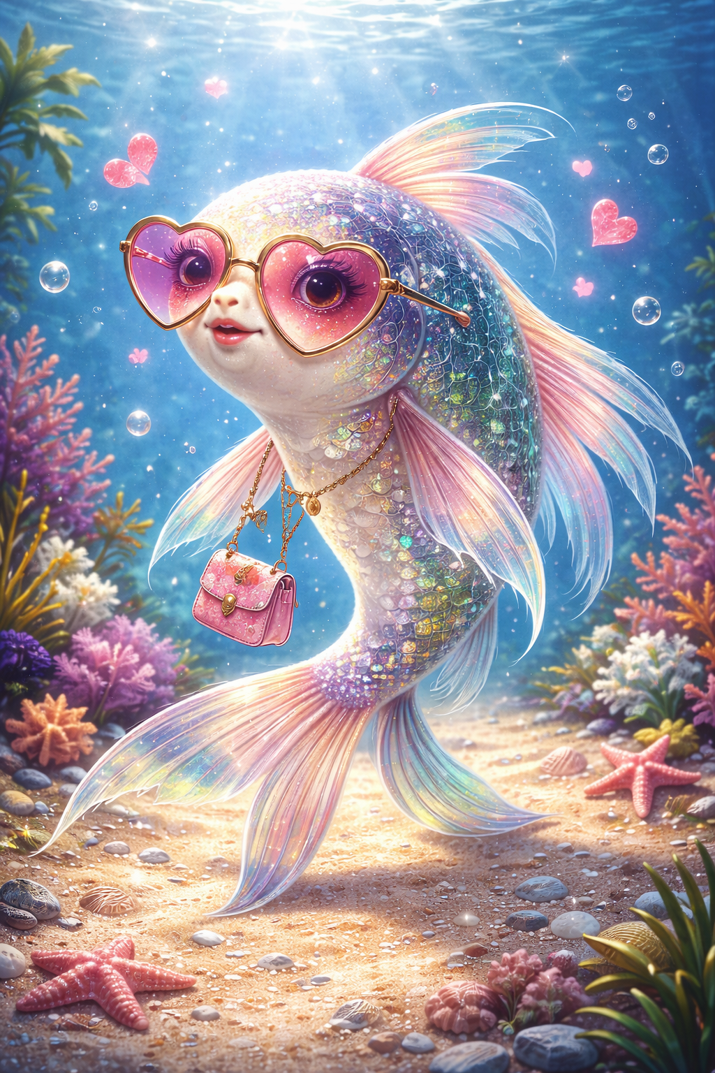 Pisces fish with rose colored glasses
