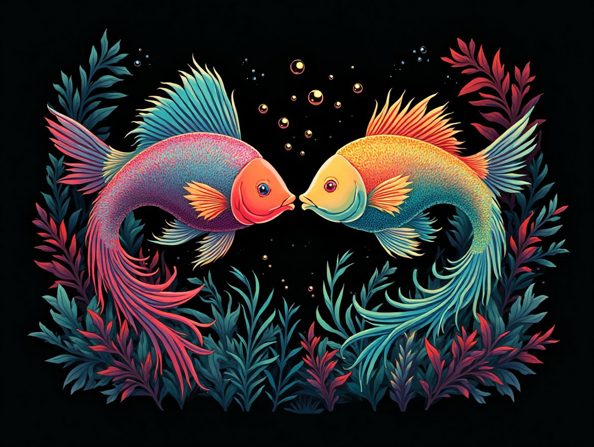 fish kissing